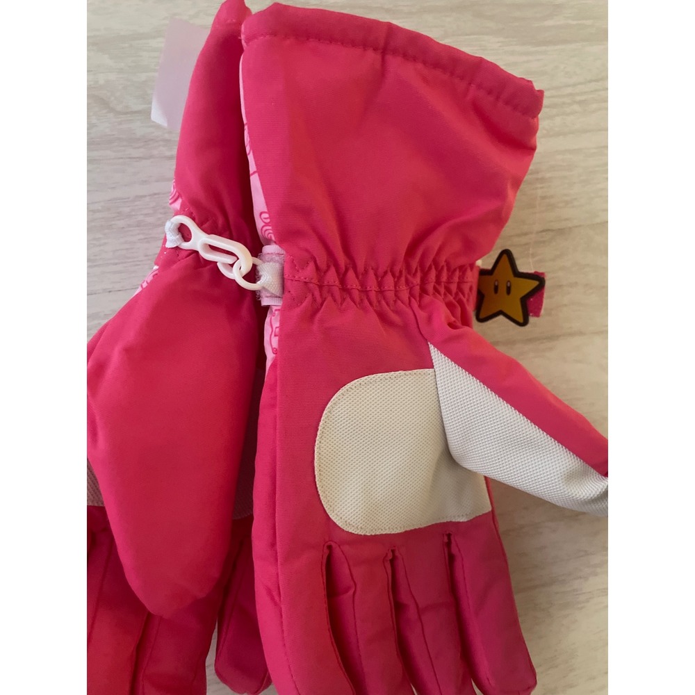 Nintendo Princess Peach Super Mario Kids Pink Ski Gloves 3M Thinsulate L/XL NWT - Picture 5 of 7